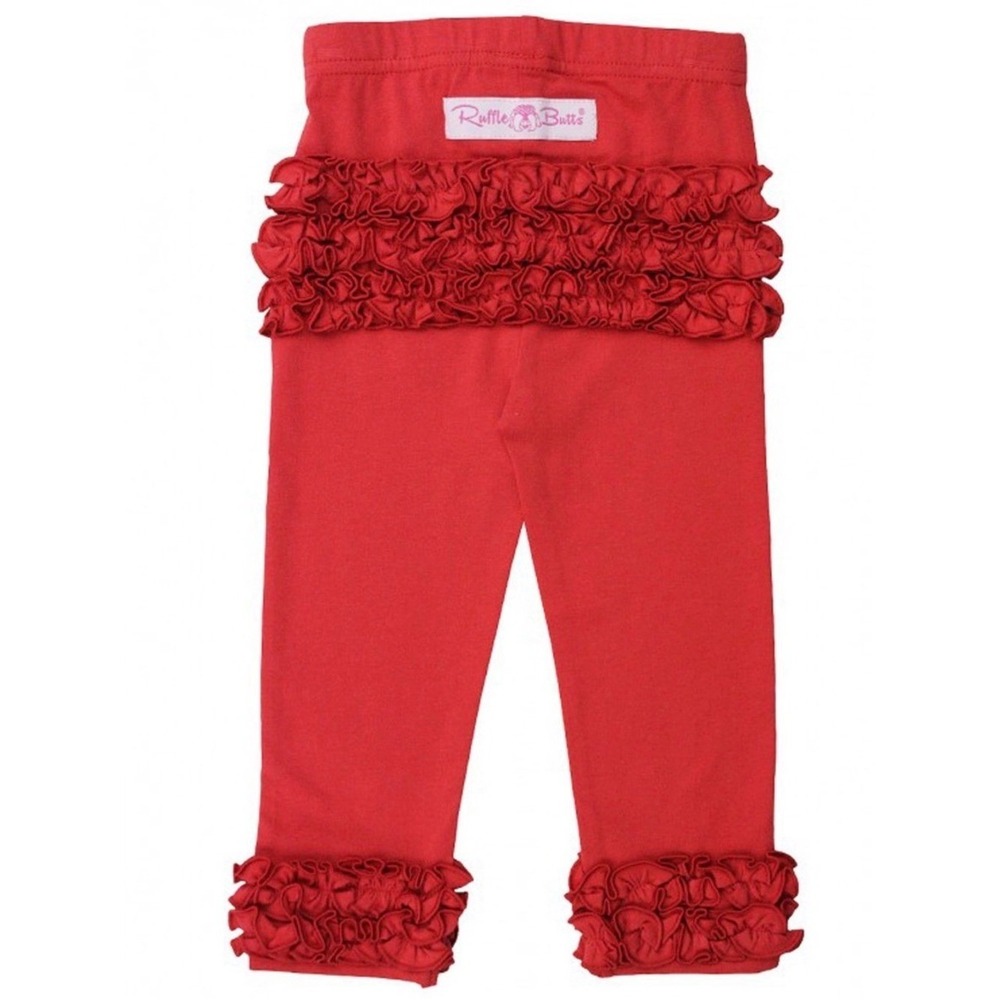 RuffleButts Red Everyday Ruffle Leggings 6-12 Months Signature Ruffle Butt
